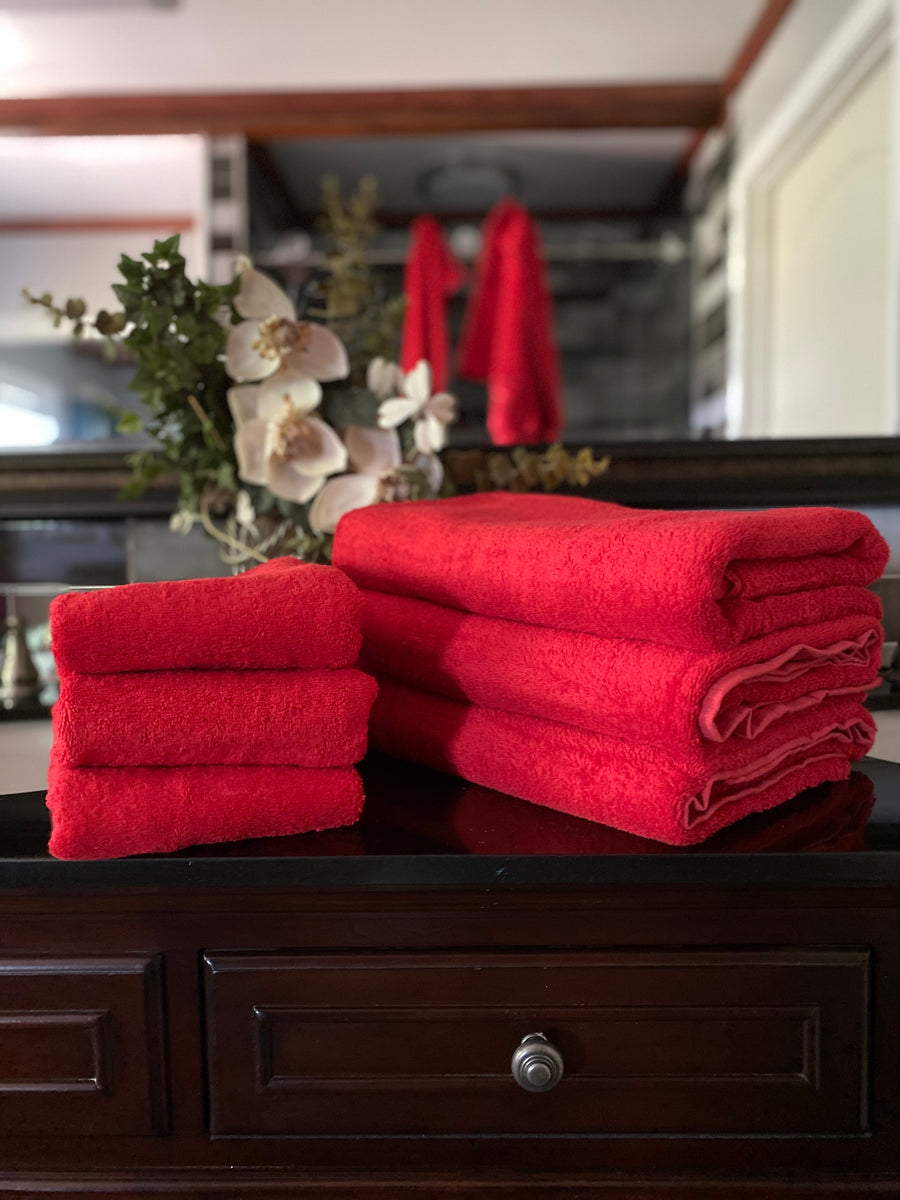 Red bathroom towels sale