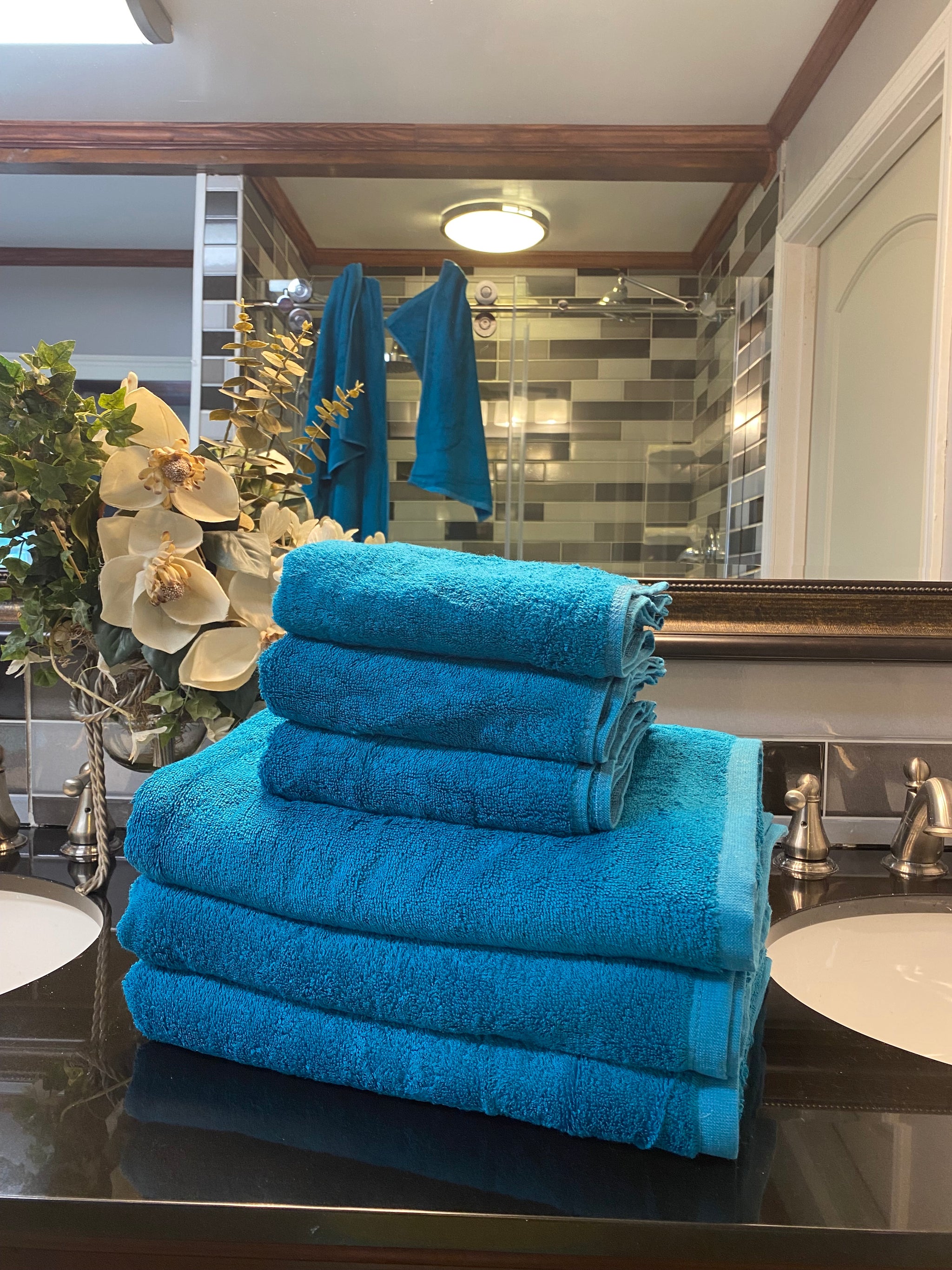 Teal bathroom towels sale